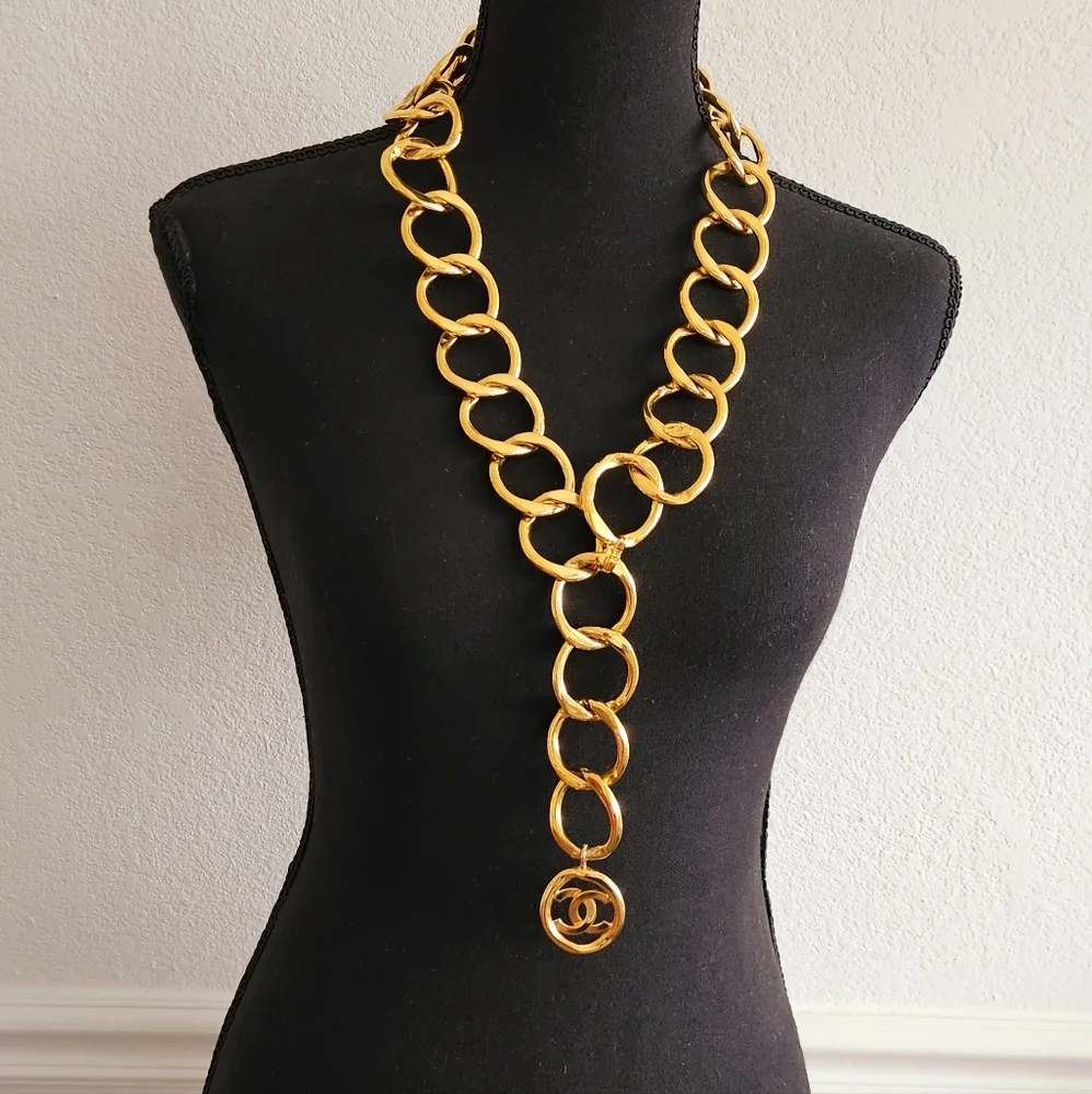 Chanel Gold-plated Large Runway Chain-link CC Medallion Belt